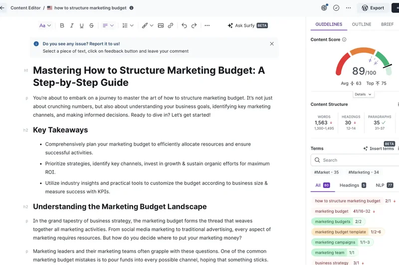 Surfer SEO Keyword Research