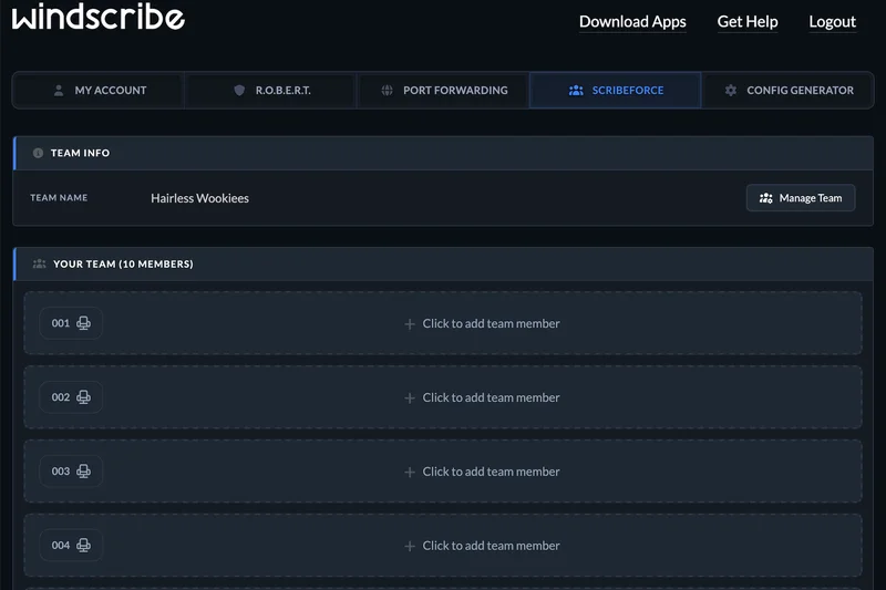 Windscribe for Business (ScribeForce)