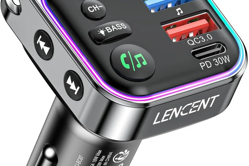 Lencent 48W Bluetooth FM 发射器 (带 7 色灯光)
