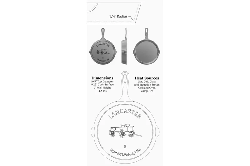 Lancaster No. 8 Cast Iron Skillet